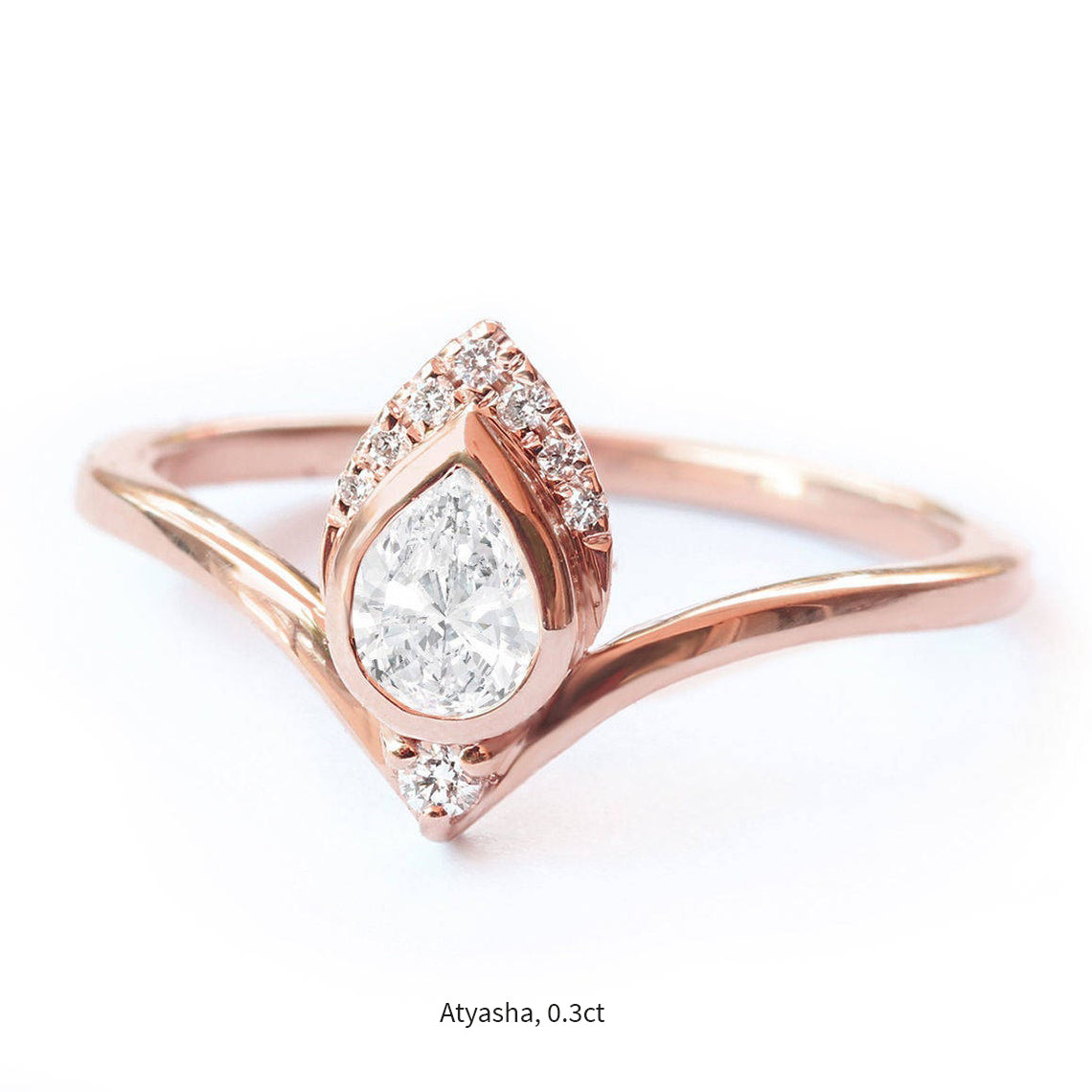 Pear Diamond Unique Chevron Engagement Ring, "Atyasha" ♥