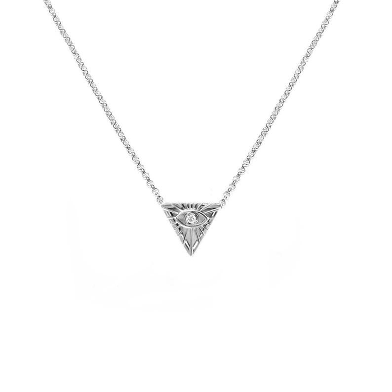 The all seeing Eye Talisman Diamond Necklace , 14K solid Gold Illuminati Necklace - sillyshinydiamonds