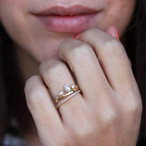 Tiara Pear Diamond Stacking Ring Set