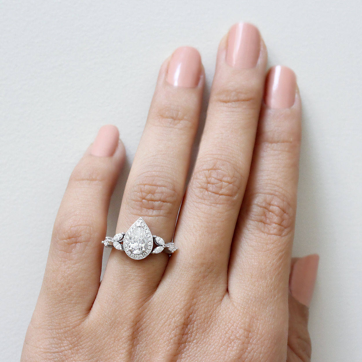 Muse - 1.48 Carat Pear Diamond Unique Engagement Ring - sillyshinydiamonds
