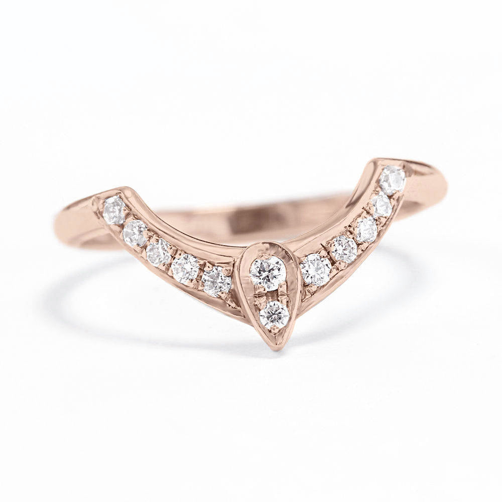 The 3rd Eye Nesting Diamond Wedding Ring, 14K Rose Gold, size 6, READY TO SHIP!