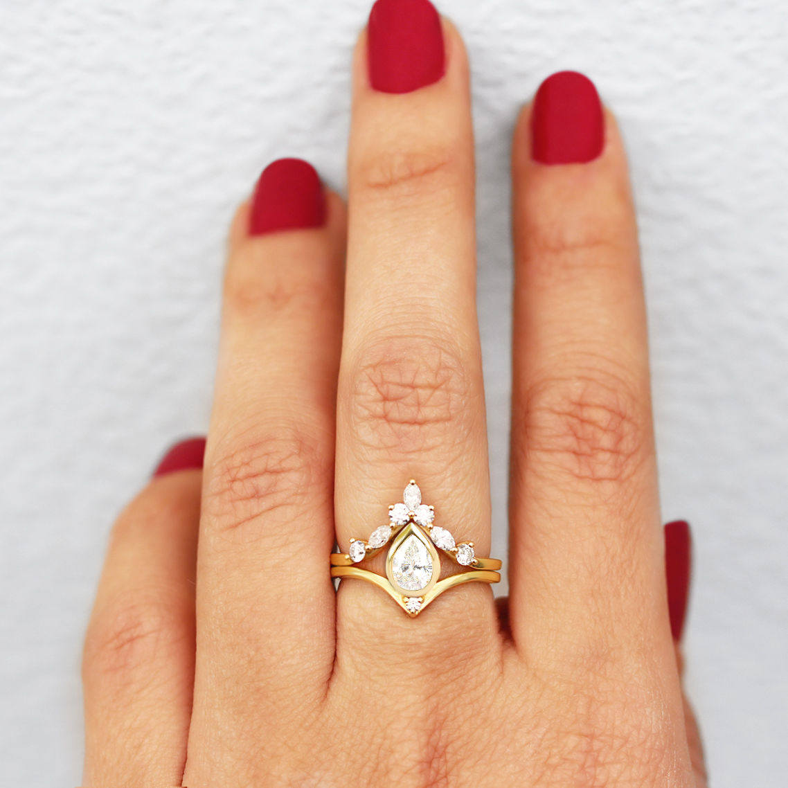 Bindi & Hermes Pear diamond engagement rings set - sillyshinydiamonds