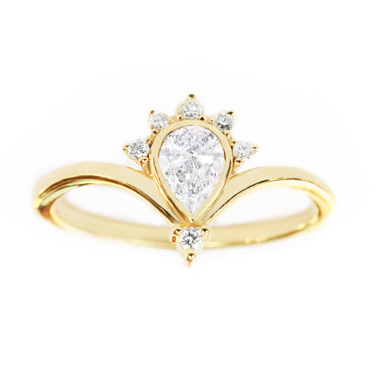 Pear Valentia Diamond Unique Chevron Engagement Ring 0.30 carat