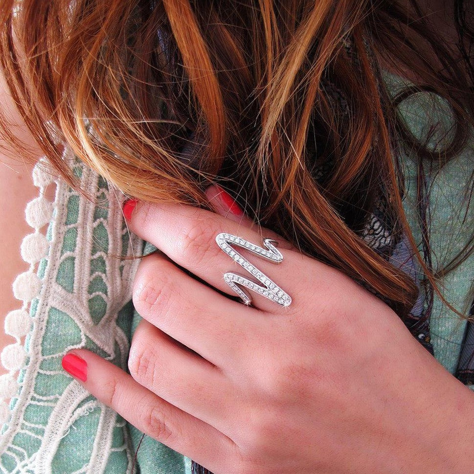 Wild Zig Zag Ring - Unique Diamond Ring - sillyshinydiamonds