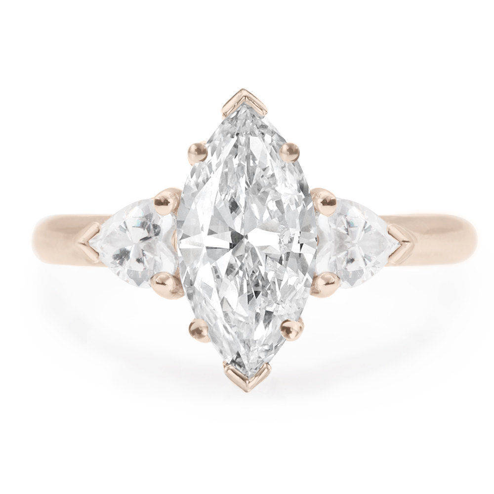 Three stone Marquise & Hearts 1.4 Carat Diamond Engagement Ring - sillyshinydiamonds