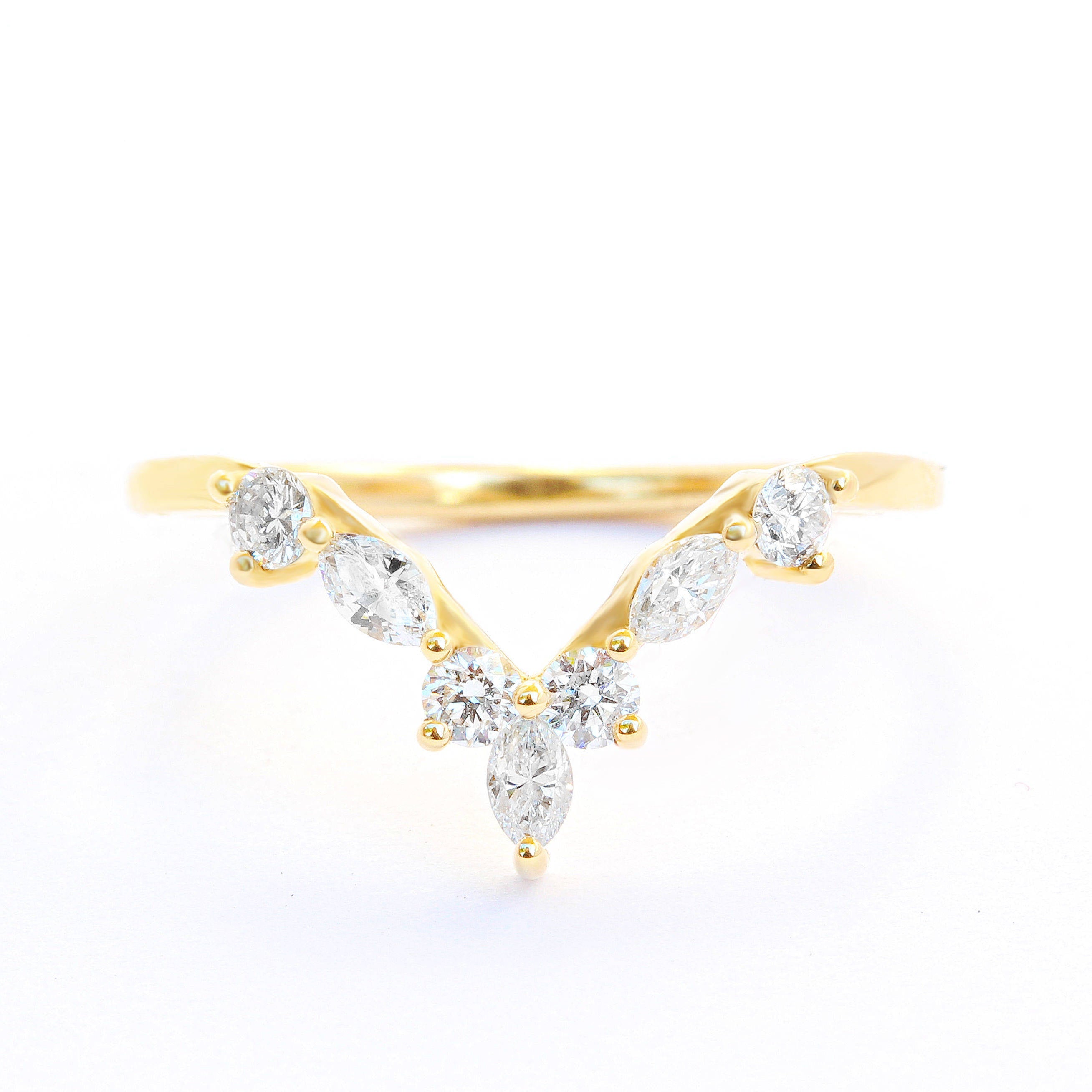 0.75 carat Diamond Unique Engagement Ring Set, Valentia & Hermes - Chevron V -Rings Set - sillyshinydiamonds