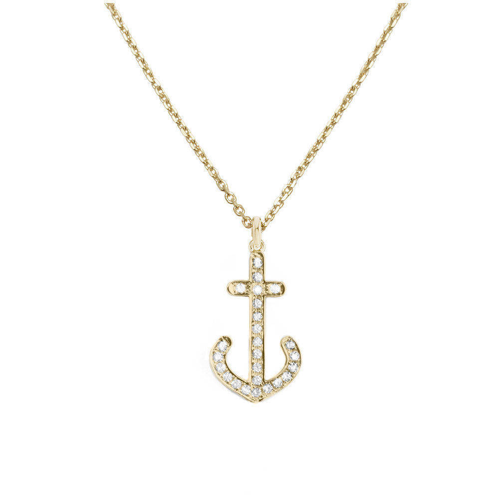 Dainty diamond anchor pendant necklace - sillyshinydiamonds