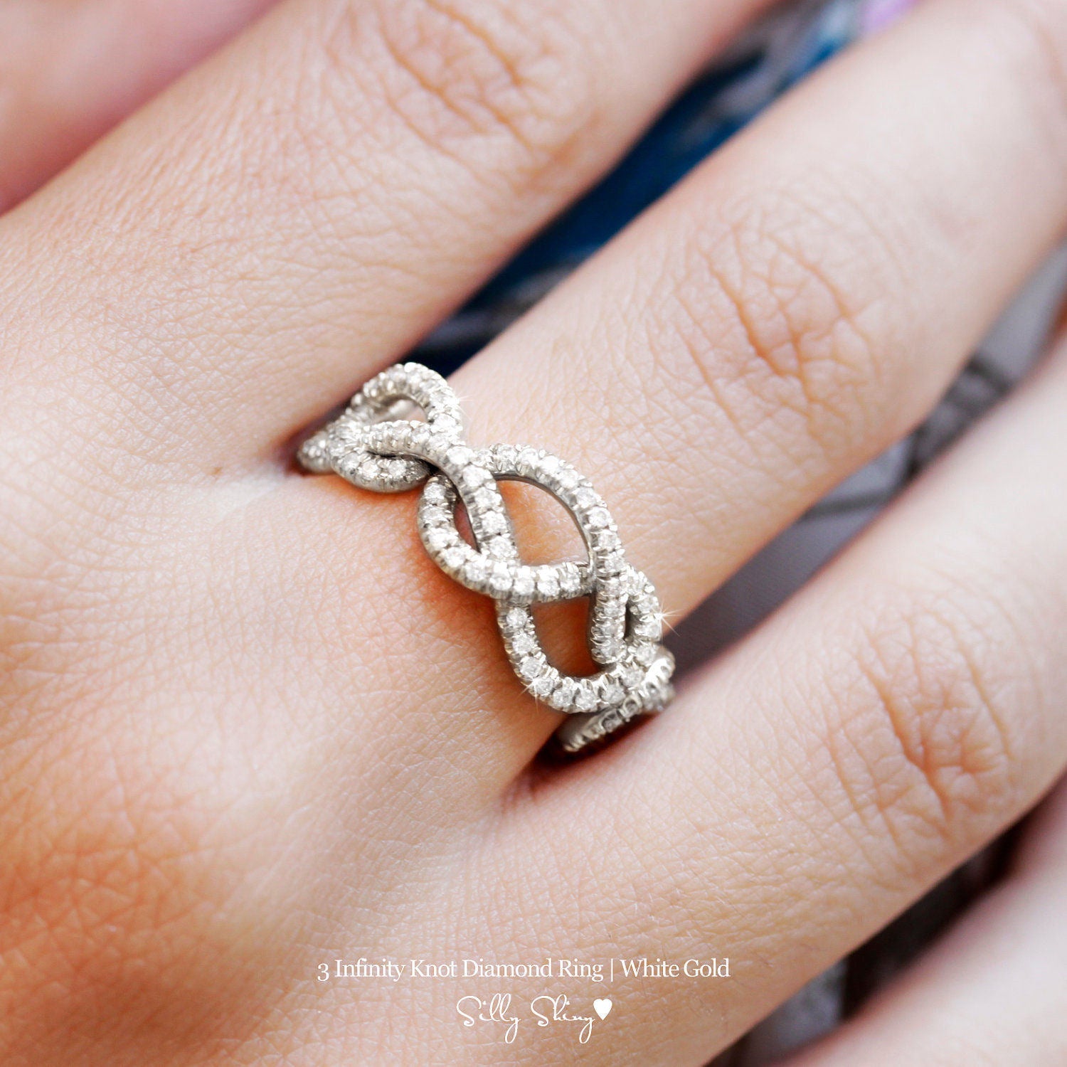 3 Infinity Love Knots Diamond Ring - sillyshinydiamonds