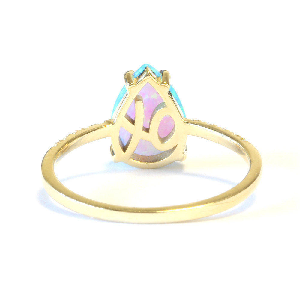Xo Pear Opal & Diamonds Ring - sillyshinydiamonds