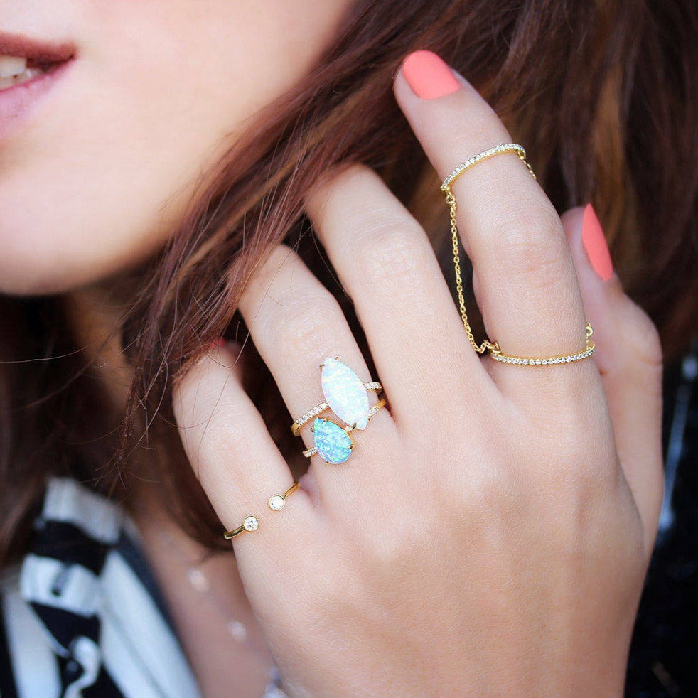 Xo Pear Opal & Diamonds Ring - sillyshinydiamonds