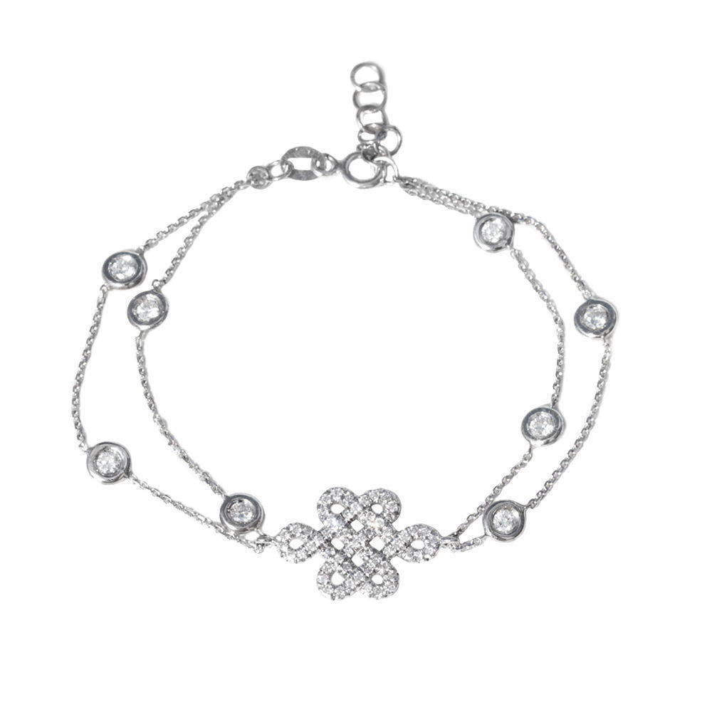  white gold Endless Love Knot bracelet , Diamonds by the yard chain Charm Bracelet - sillyshinydiamonds