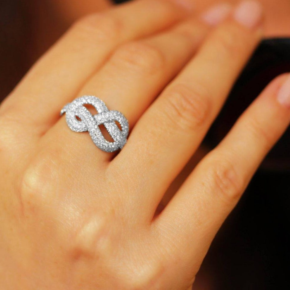 Anniversary statement Infinity Knot Diamond Ring,. - sillyshinydiamonds