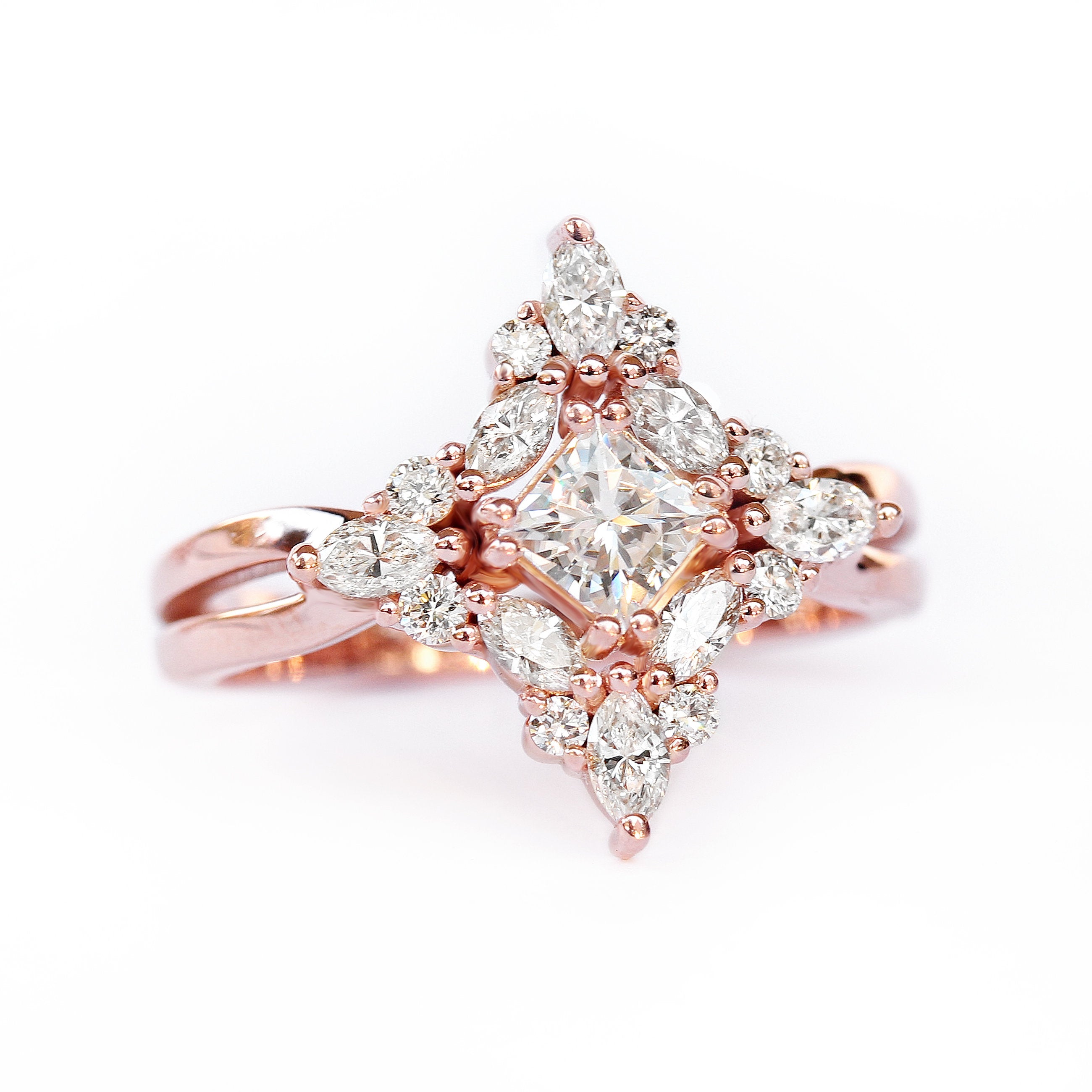 Altair 1.0 carat Princess Cut diamond Unique Engagment Ring - sillyshinydiamonds