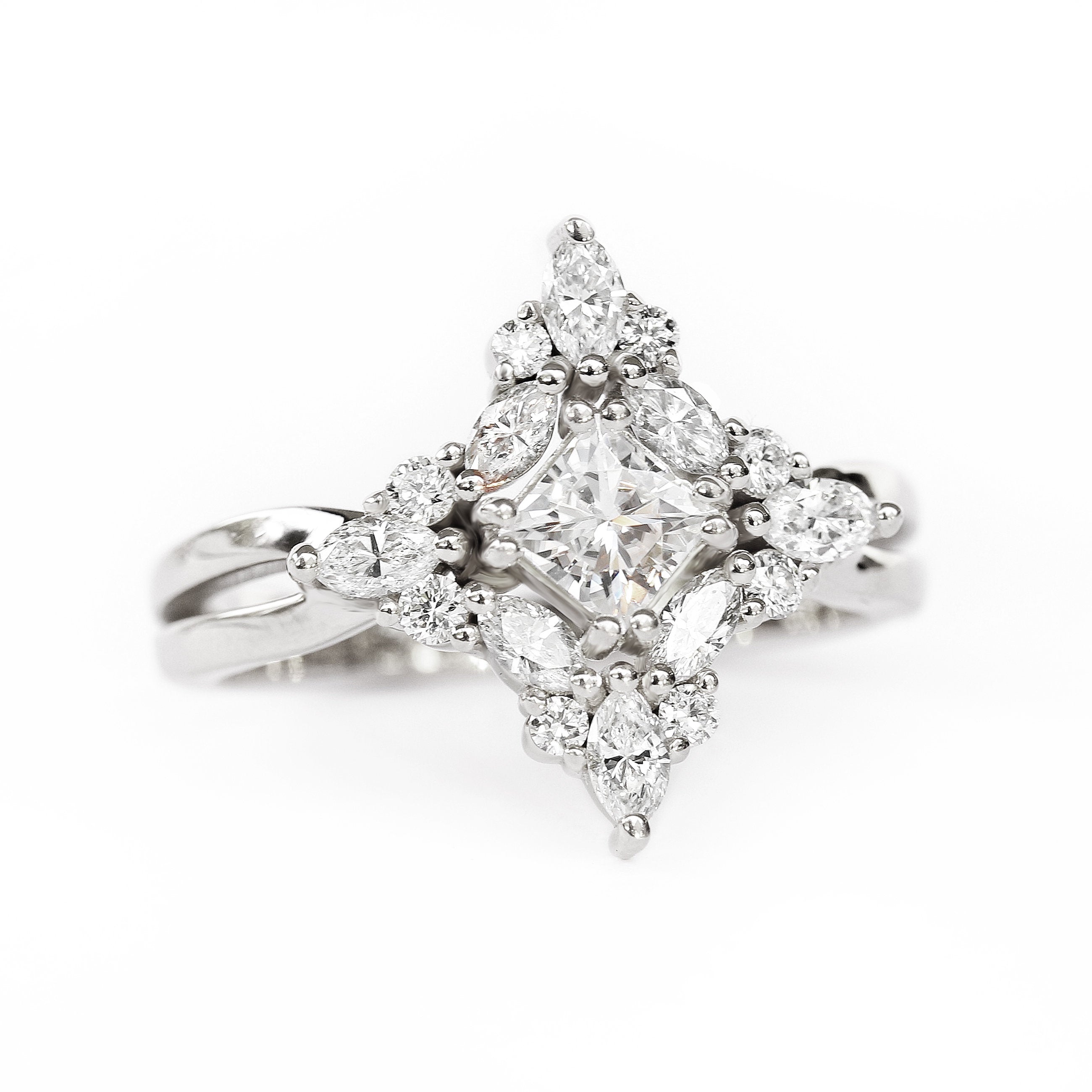 Altair 1.0 carat Princess Cut diamond Unique Engagment Ring - sillyshinydiamonds