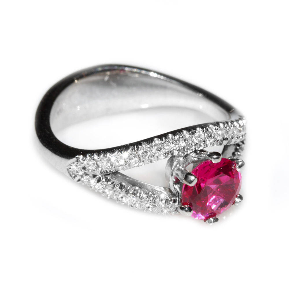Pink Tourmaline Ring, 14K White Gold Ring, Size 5.75 US , - sillyshinydiamonds