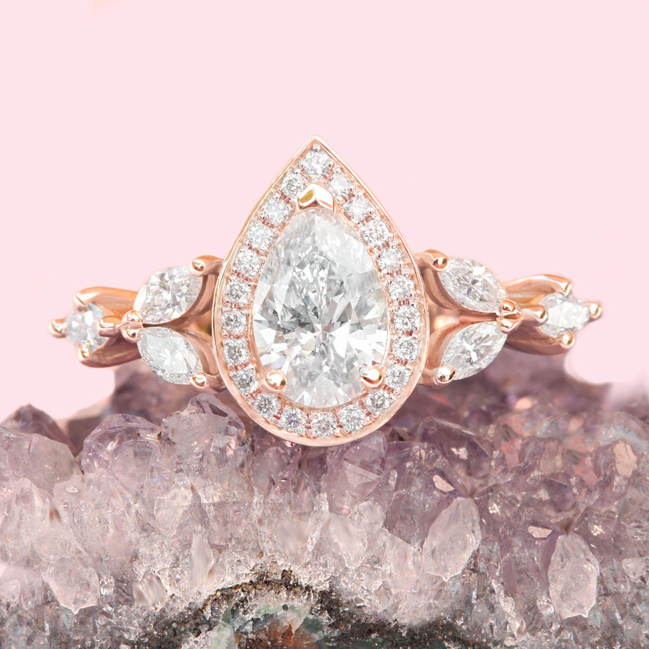 Muse - 1.48 Carat Pear Diamond Unique Engagement Ring - sillyshinydiamonds