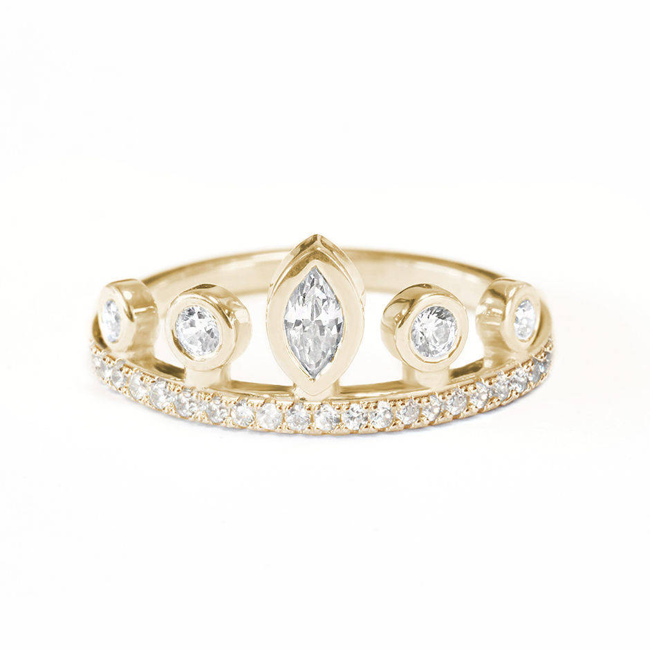 Marquise Tiara Crown Uqnie Diamond Ring - sillyshinydiamonds