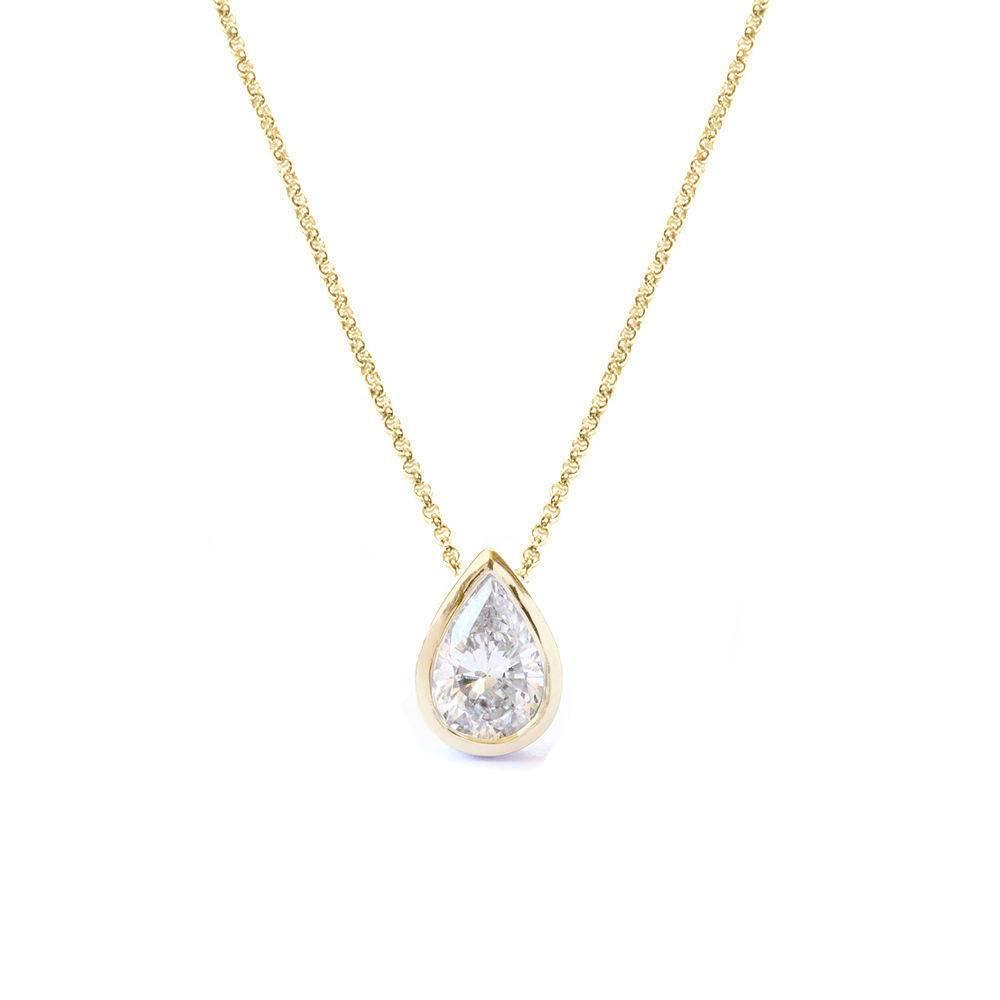 Pear Diamond Bezel Setting Pendant Necklace