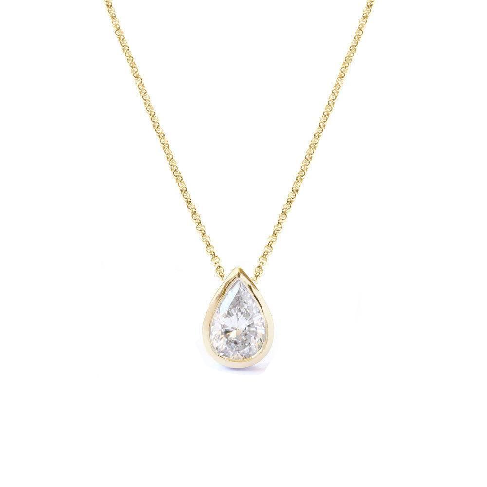 Pear Diamond Bezel Setting Pendant Necklace - sillyshinydiamonds