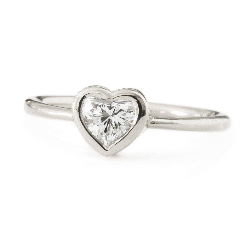 Heart Diamond Ring Bezel Set Engagement Ring - sillyshinydiamonds