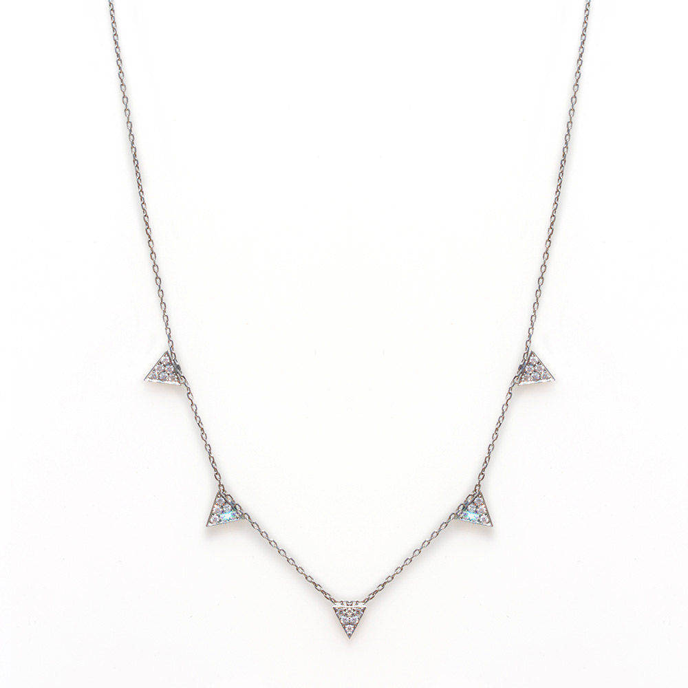 5 Diamonds Triangles Necklace - sillyshinydiamonds