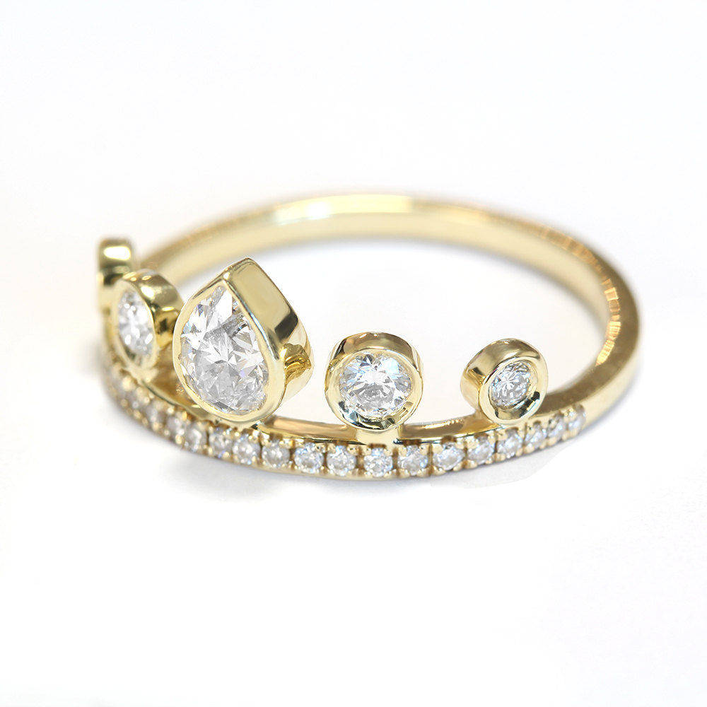 Meraki Pear Diamond Unique Tiara Engagement Ring - sillyshinydiamonds