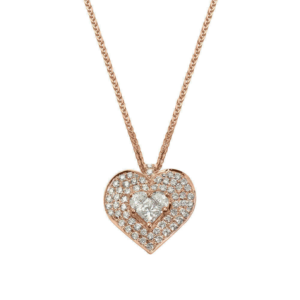 Lady Heart Diamond Double Halo Necklace - sillyshinydiamonds