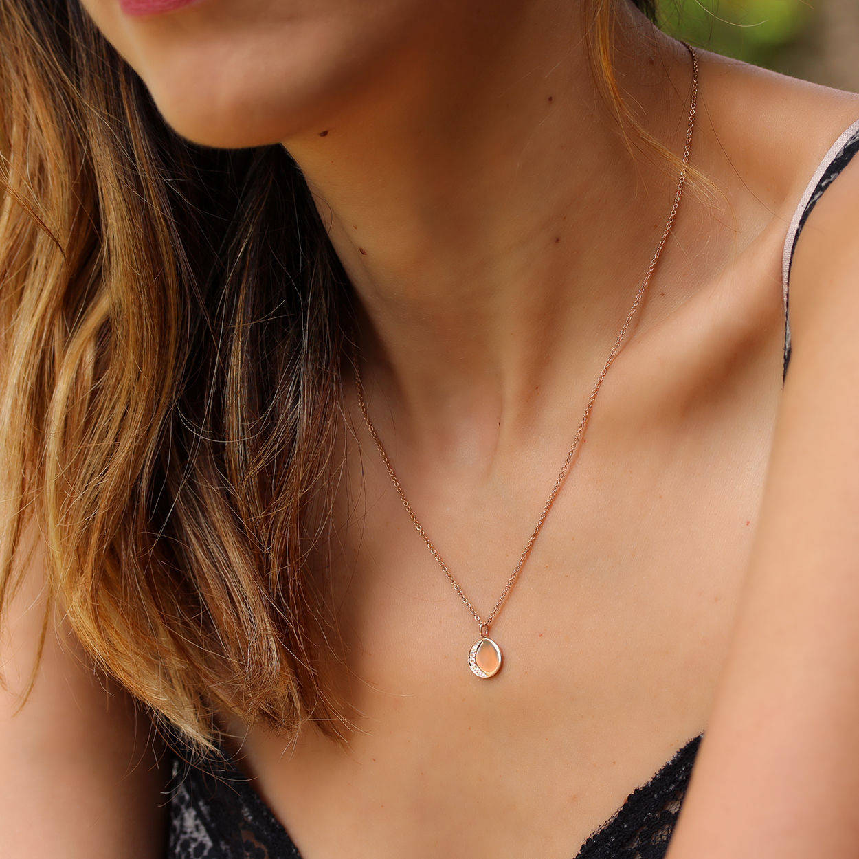 Crescent Moon Diamond Pendant Necklace - sillyshinydiamonds