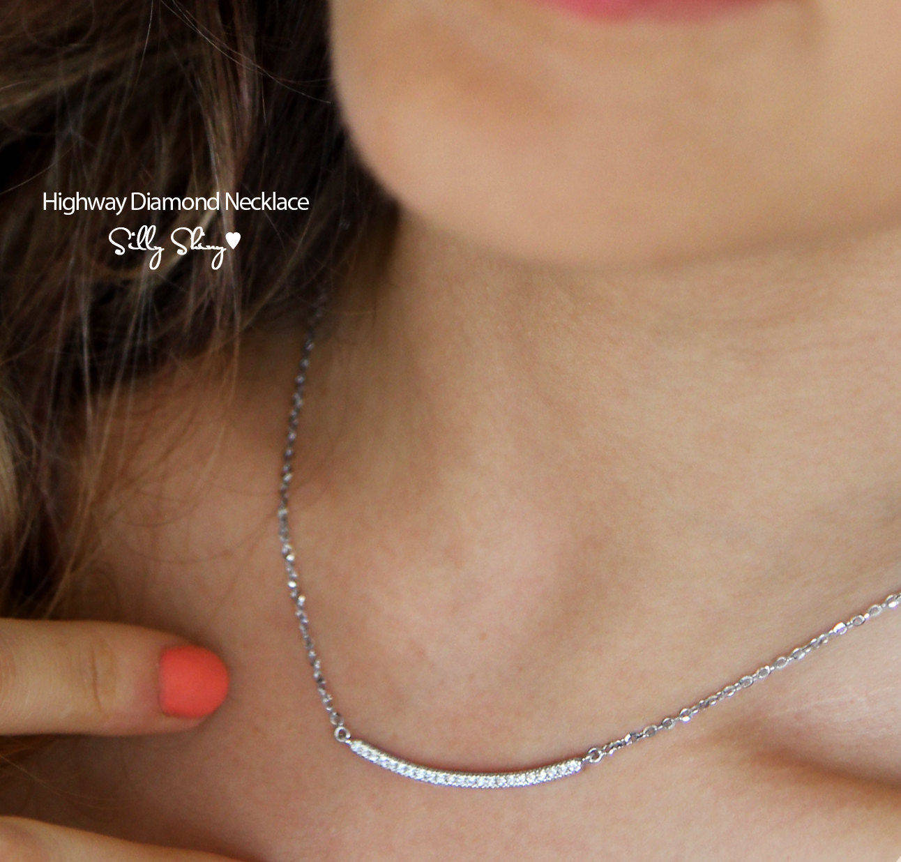 Curve Diamond Bar Necklace - sillyshinydiamonds