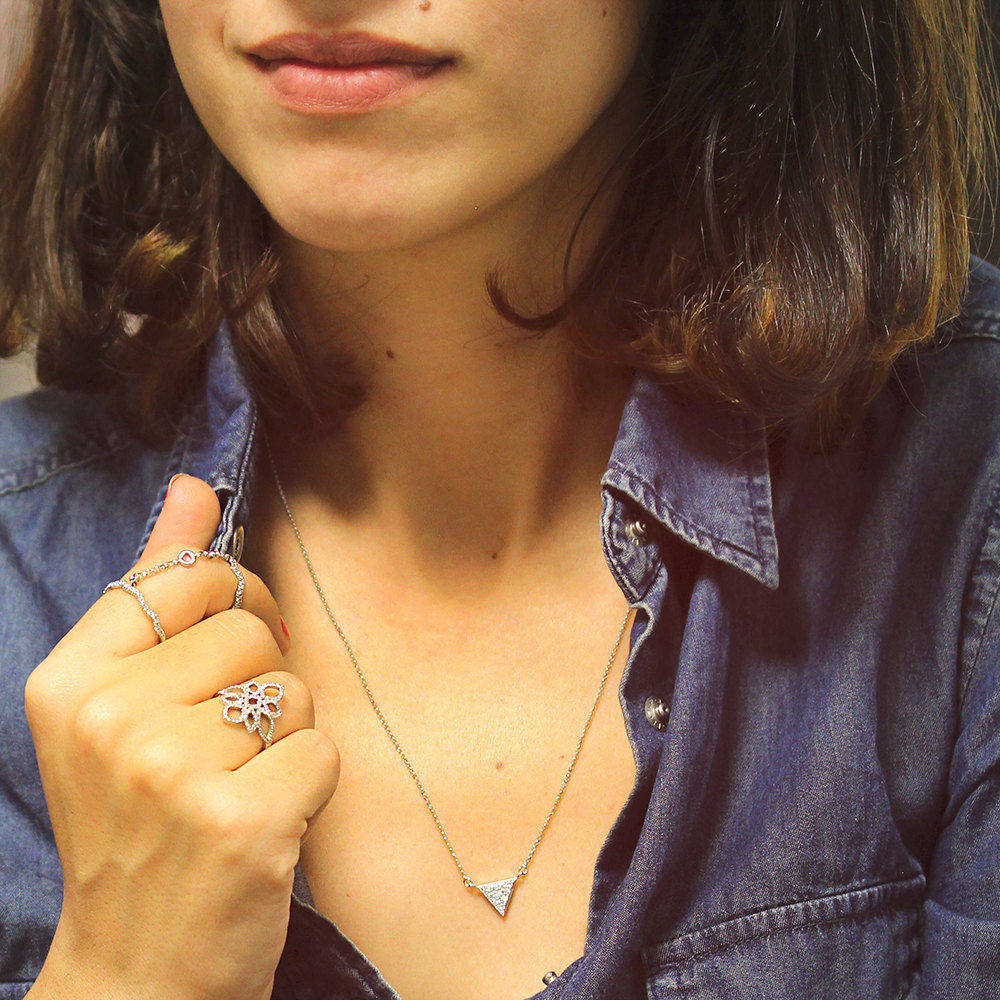 Triangle Diamond Pendant Necklace - sillyshinydiamonds