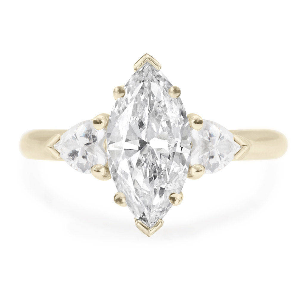 Three stone Marquise & Hearts 1.4 Carat Diamond Engagement Ring - sillyshinydiamonds