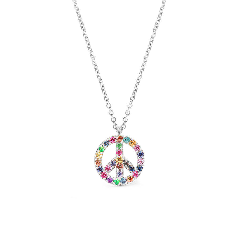 925 sterling silver necklace Tiny Peace Sign Hippie Symbol