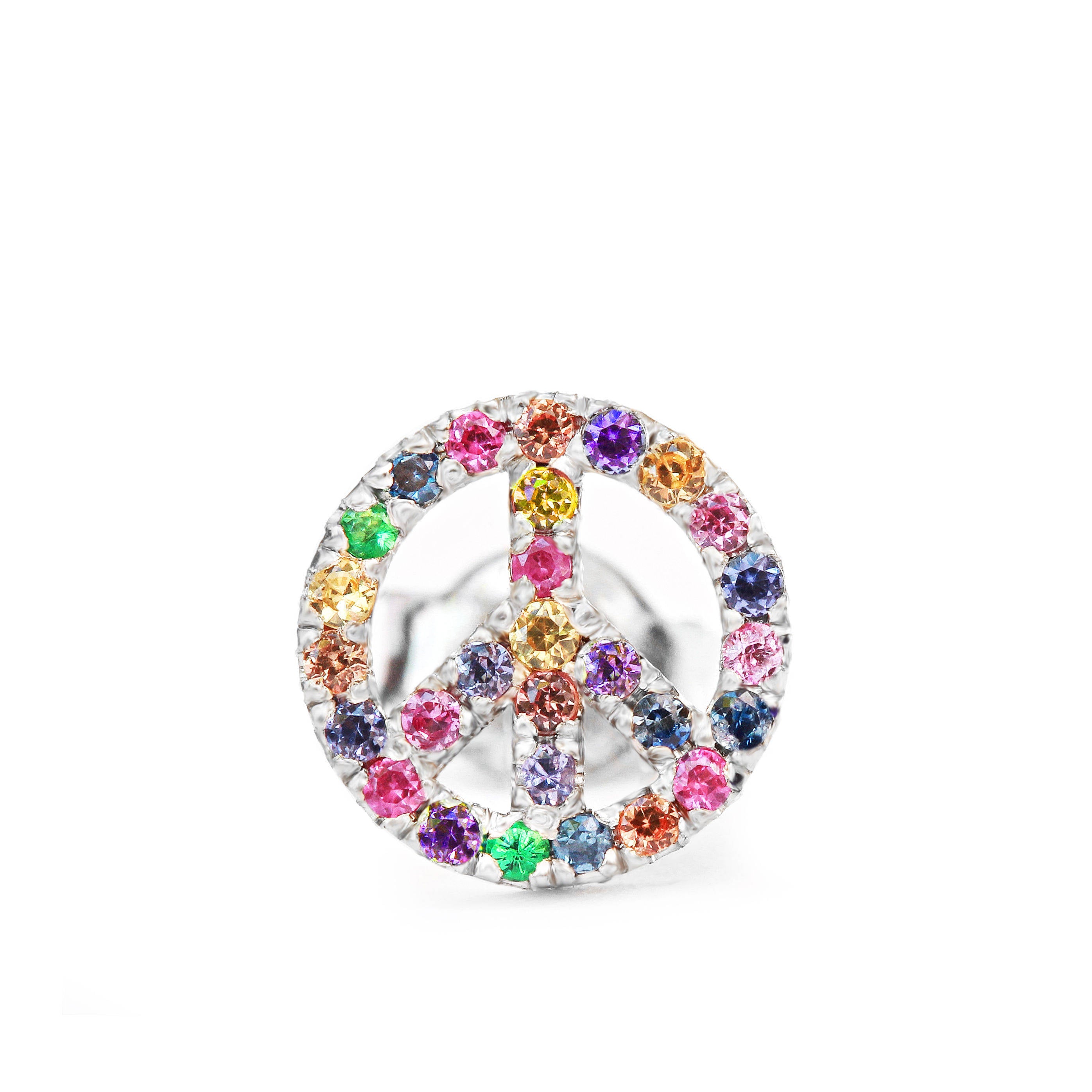 Peace Sign Rainbow Gemstone Unique Stud Earrings - sillyshinydiamonds