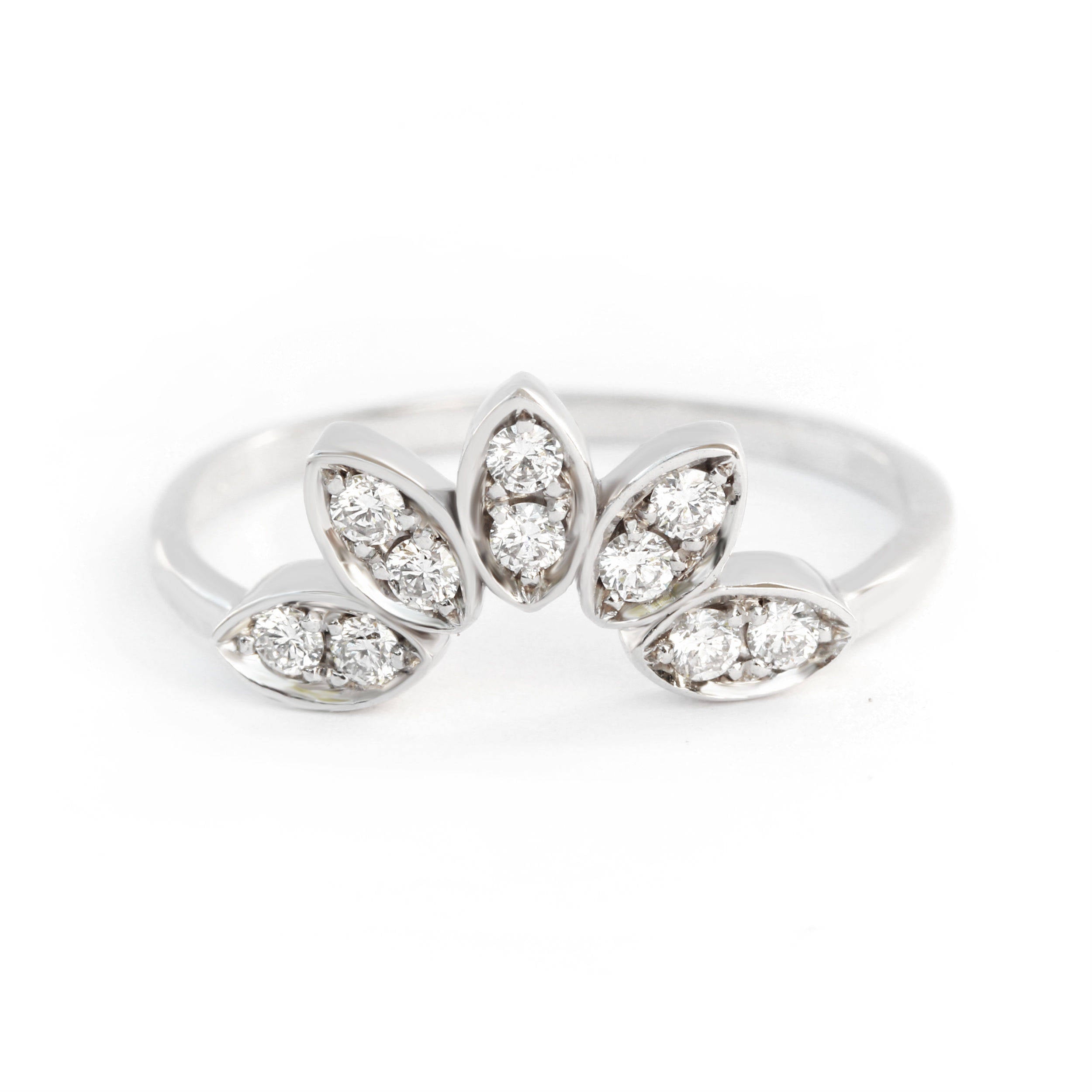 Calathea Leaves Neseting Diamond Wedding Ring - sillyshinydiamonds