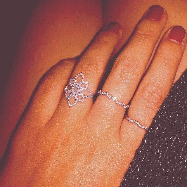 Lotus Diamond Ring, Unique Engagement Ring, 14K White Gold Ring, Vintage Ring Size 6 - sillyshinydiamonds