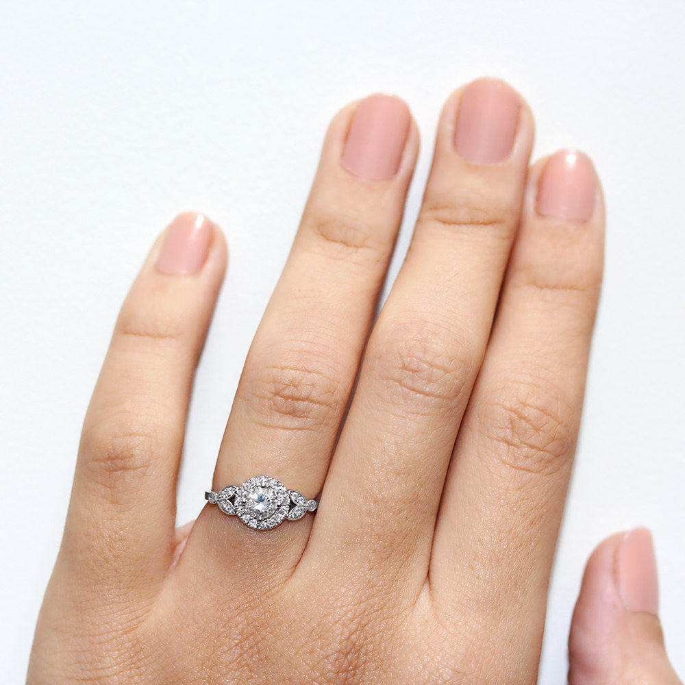Rome Diamond 0.65ct Halo Unique Engagement Ring - sillyshinydiamonds