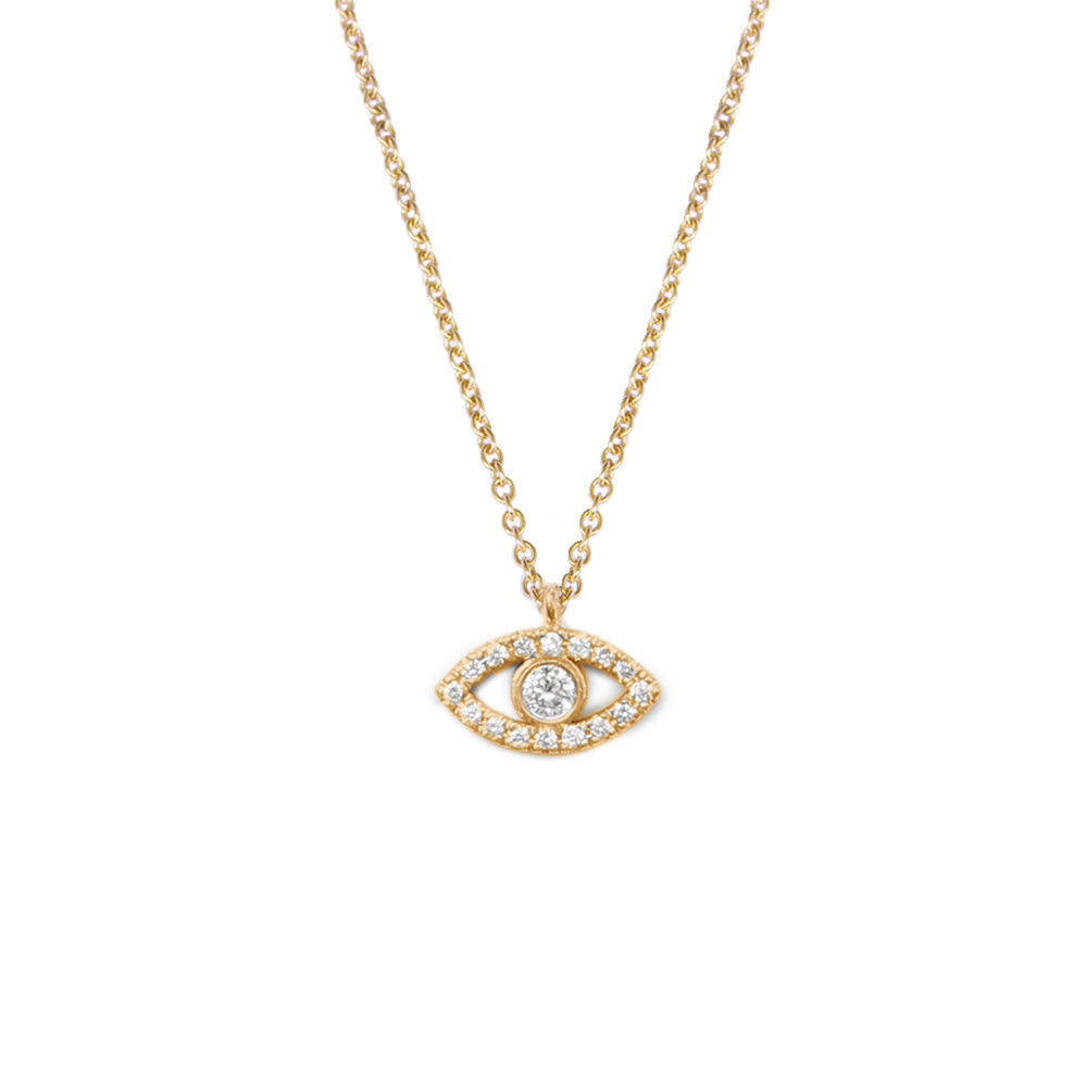 Tiny Evil Eye Diamond Necklace - sillyshinydiamonds