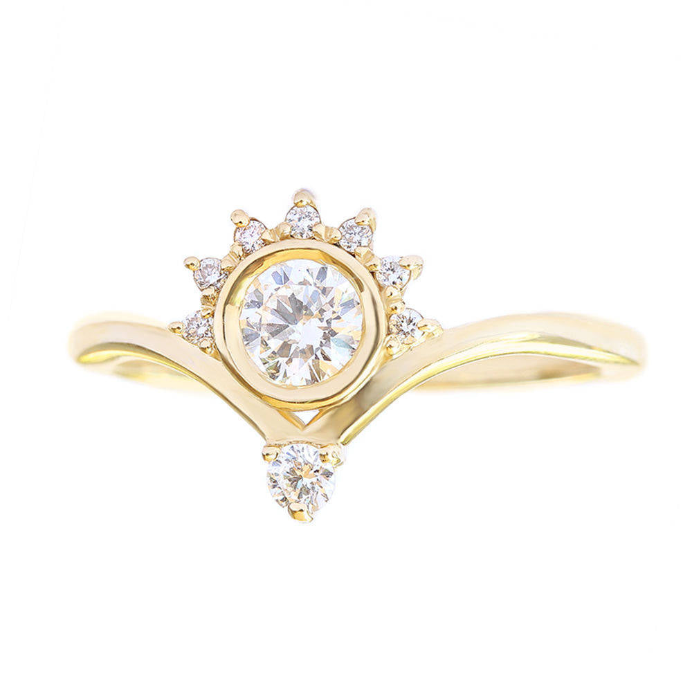 Valentia & Romi 0.55 carat Diamond Unique Engagement Rings Set - sillyshinydiamonds