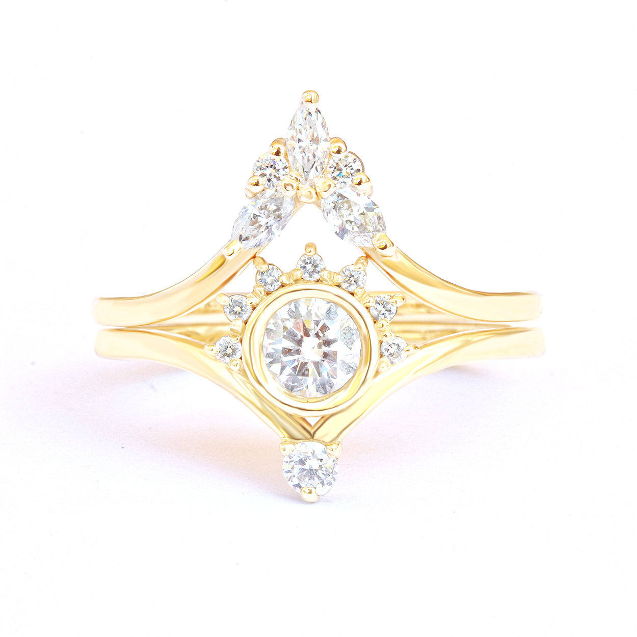 Unique Diamond Wedding Rings Set, Valentia & Cupid - sillyshinydiamonds
