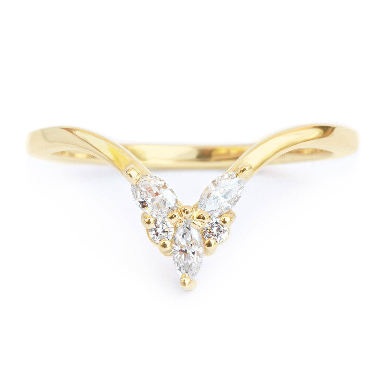 Cupid, 0.2 carat Gold & Diamonds Chevron V Nesting Ring - sillyshinydiamonds