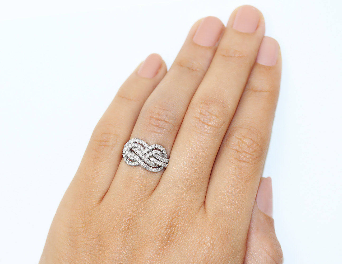 Double Infinity Knot Anniversary Diamond Ring - sillyshinydiamonds
