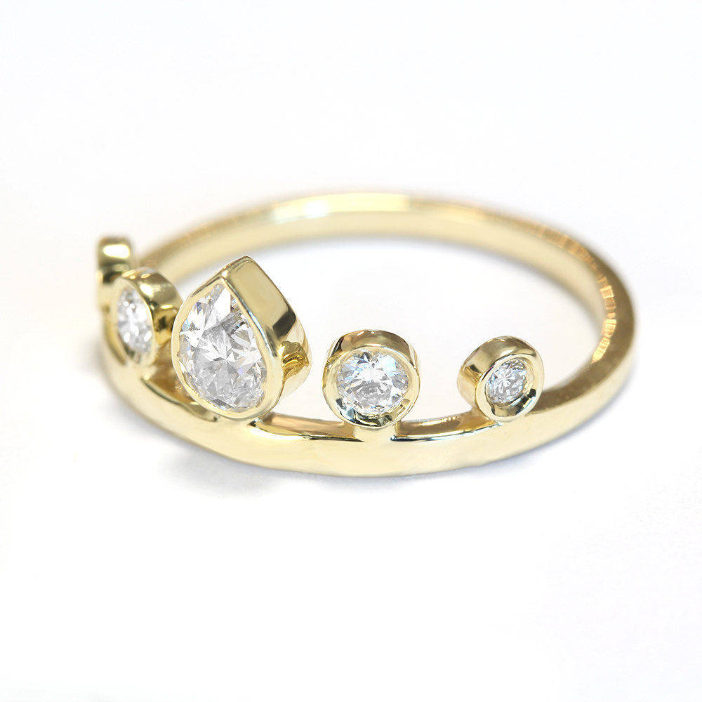 Pear Diamond Tiara Unique Crown Ring - sillyshinydiamonds