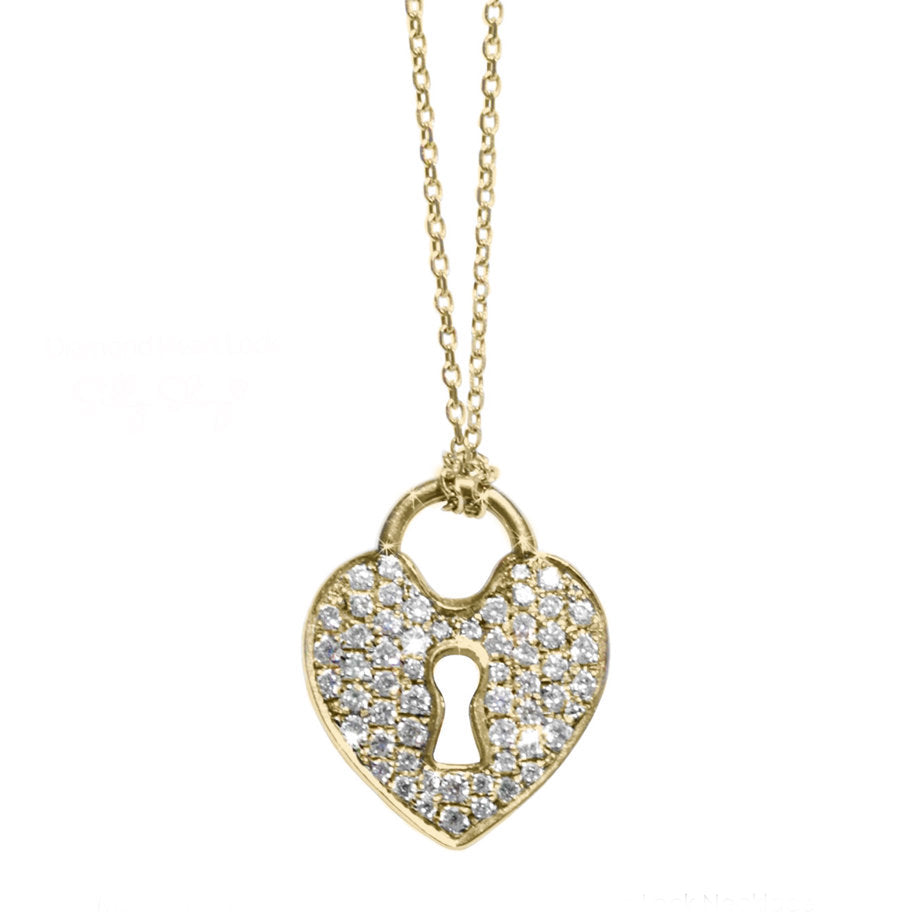 Heart Lock Diamond Pendant Necklace - sillyshinydiamonds