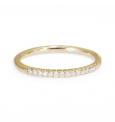 Half Eternity Diamond Wedding Ring, Stacking diamond rings, 14K Yellow Gold, 6.75 size - sillyshinydiamonds