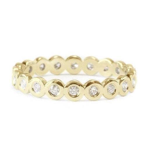 Bezel Full Eternity Wedding Band, 14K Yellow Gold Ring, Size 9, Size 6.5, - sillyshinydiamonds