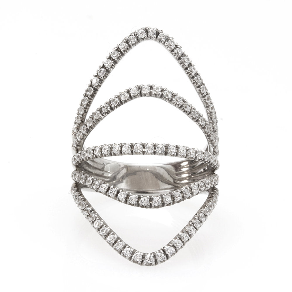 Curvy Diamonds Shield Lace Diamond Ring - sillyshinydiamonds