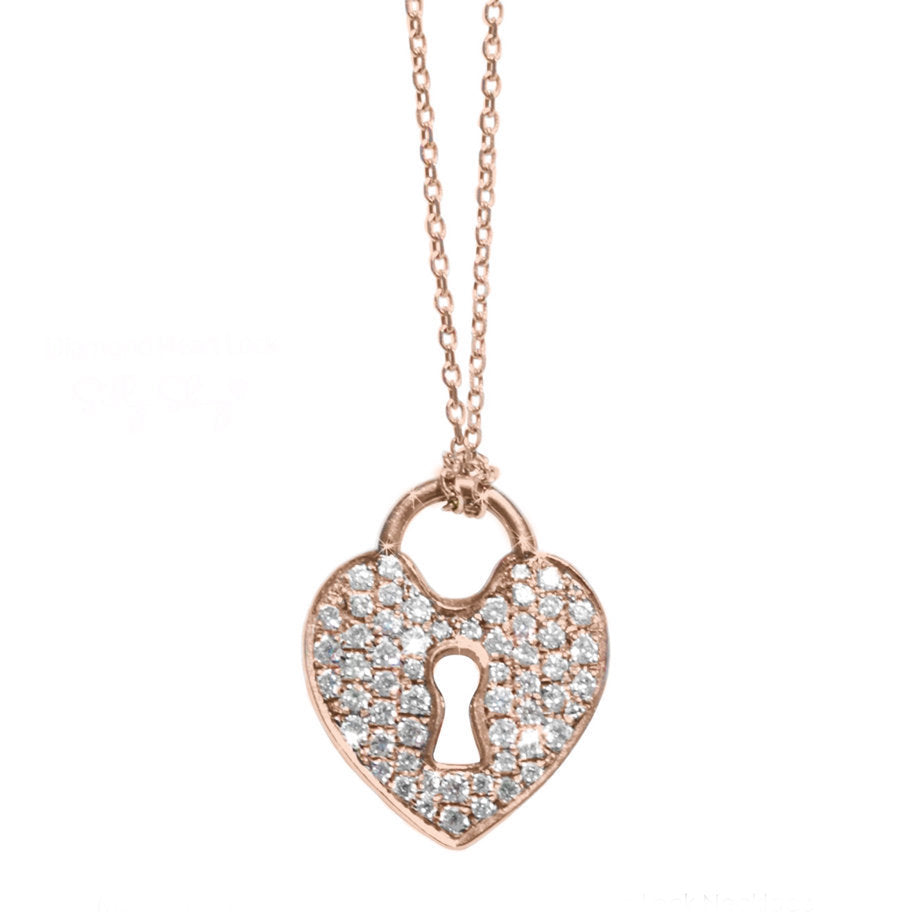 Diamond Lock & Key Pendant Rose Gold