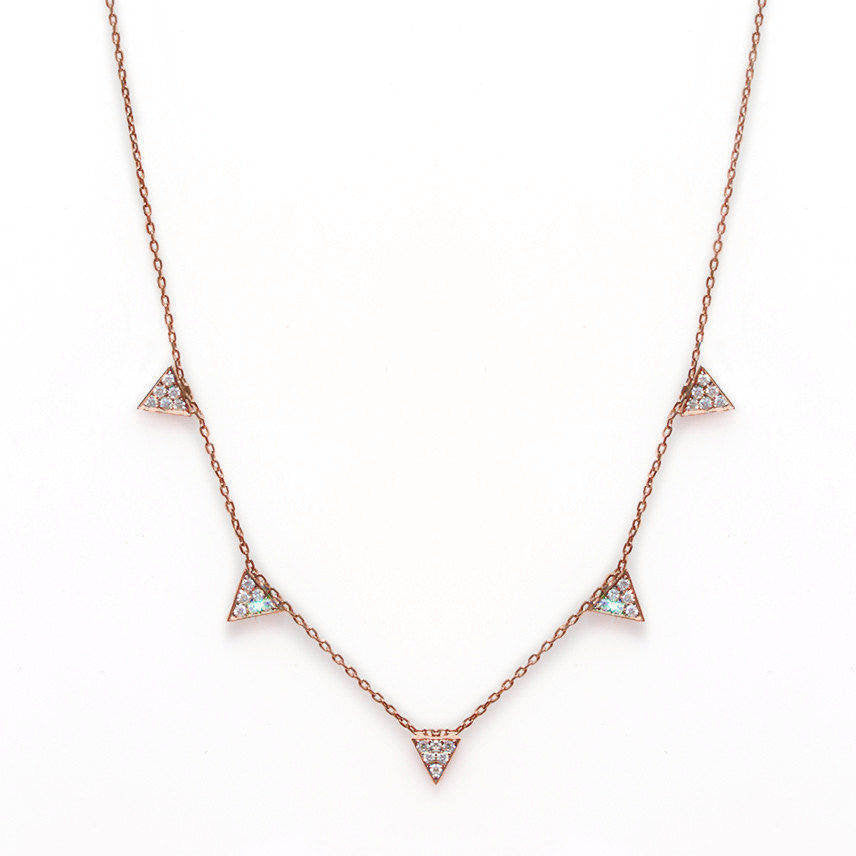 5 Diamonds Triangles Necklace - sillyshinydiamonds