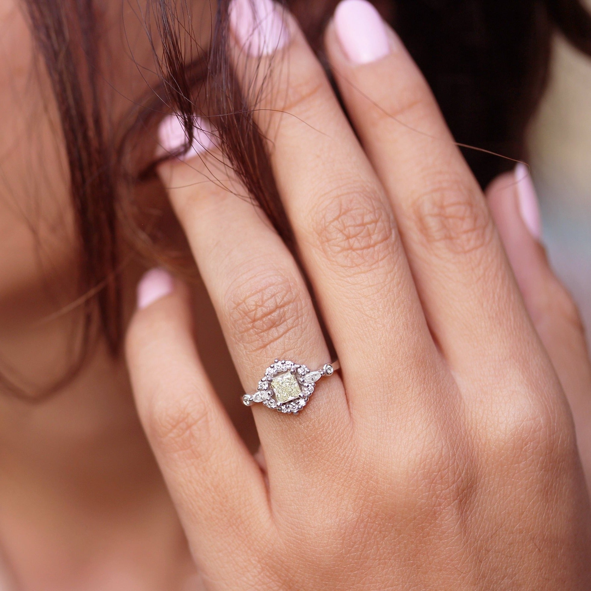 Princess Cut Diamond Engagement Ring, 0.8 carat, 14K White Gold, Ring Size 6.5 - Ready To Ship 'Ecliptic' - sillyshinydiamonds