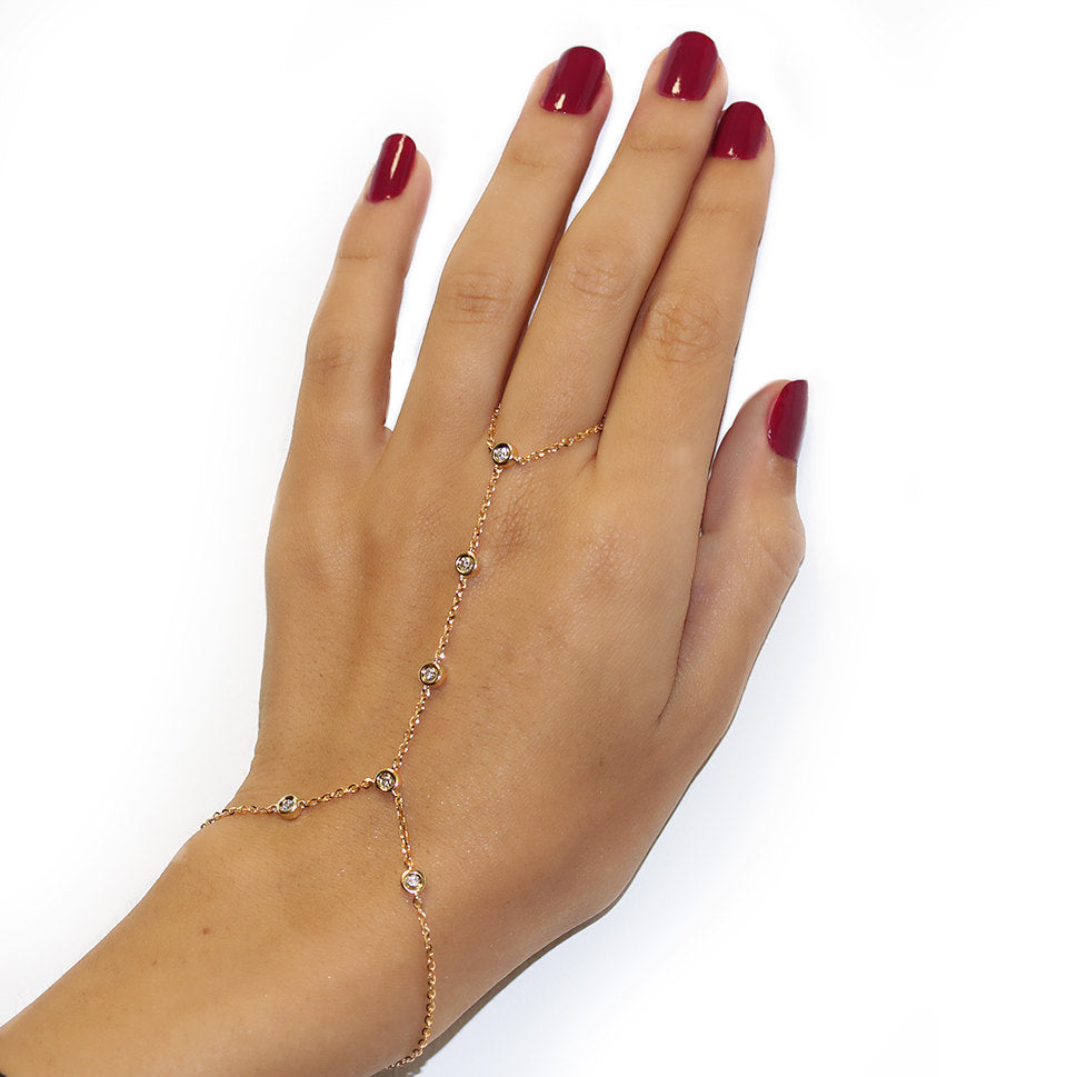 Dainty Ring Bracelet, Hand-chain Jewelry, .925 Sterling Silver Diamond –  KesleyBoutique